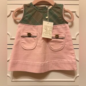 NWT The Beaufort Bonnet Company Corduroy Jill Jumper Mirador Plaid PB Pink 0-6M